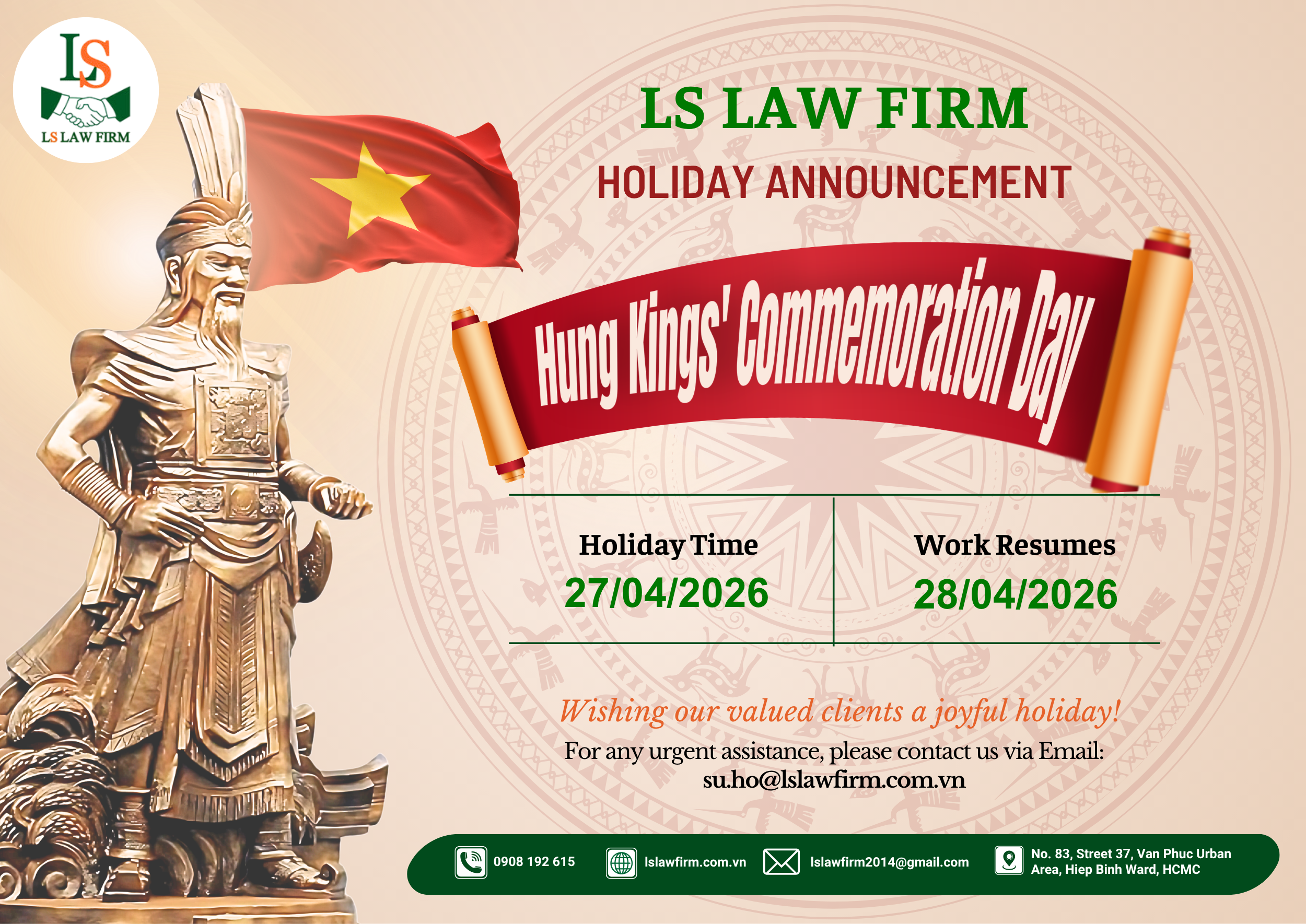 Holiday announcement Hung King’s Commemoration Day