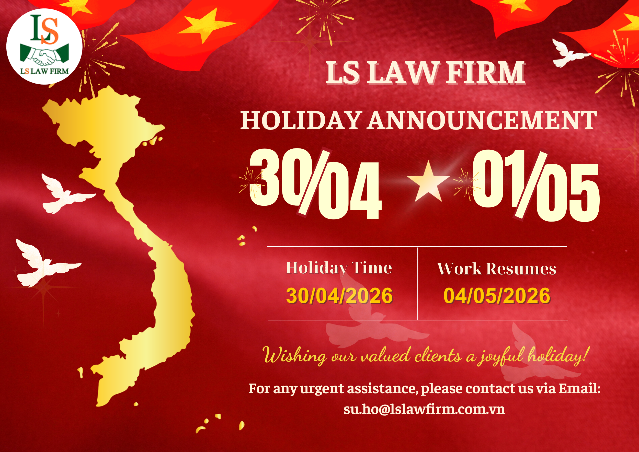 Holiday Announcement for April 30 – May 1